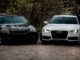 Mazda 3 czy Mazda 6 – który kompakt Mazdy lepiej wybrać Czarne BMW i białe Audi sedan zaparkowane na żwirowej drodze outdoors